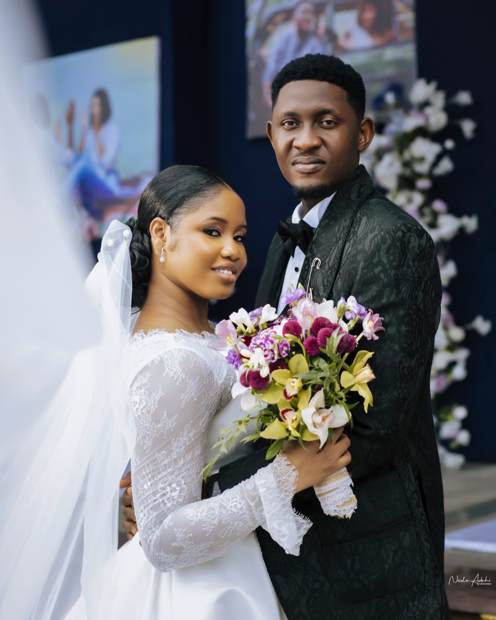 A white-wedding portrait.