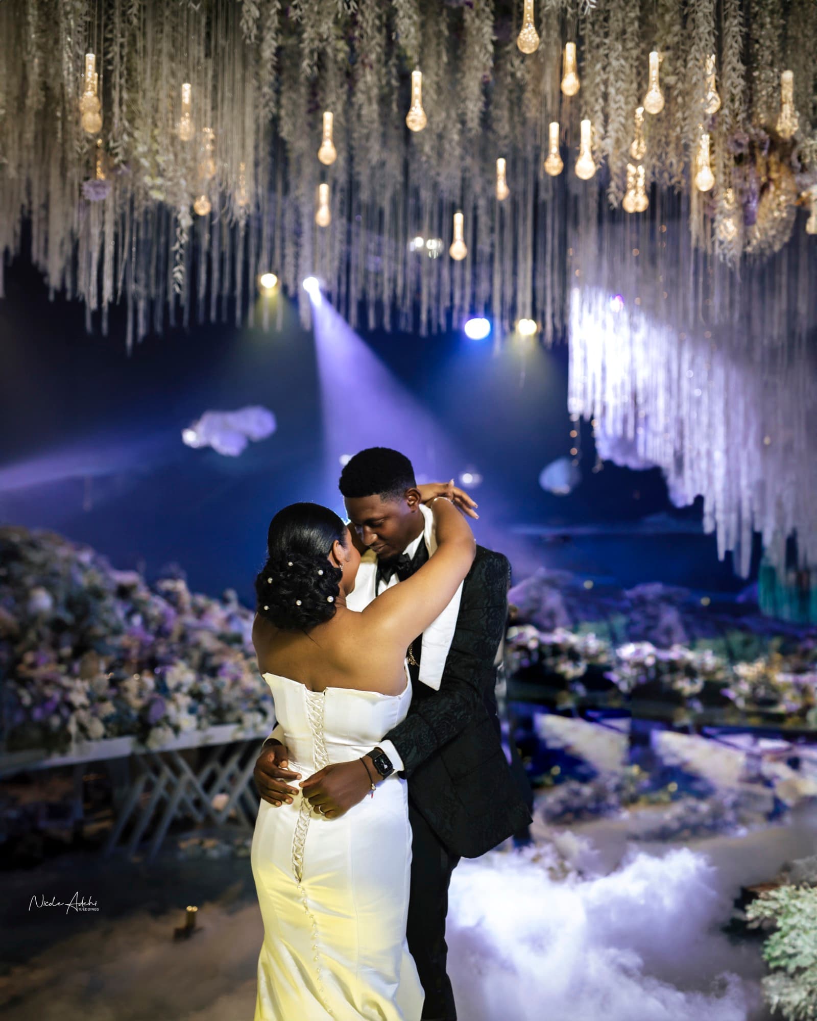Kechi and Lanre at their white-wedding celebration.