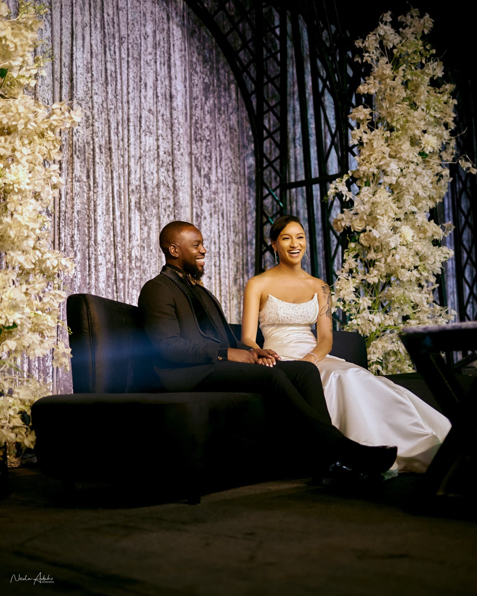 Sofia and Damiete at their white-wedding celebration.